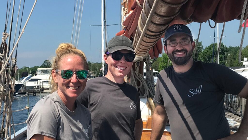 <em>The crew of the Edith M. Becker: Captain Kate Wicks, Karrie and Jordan. Dan Plutchak/Door County Shore Report photo</em>