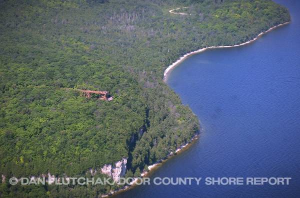 Eagle Tower at Peninsula State Park from the air. Commercial, stock and fine-art photography by Dan Plutchak/Door County Shore Report.