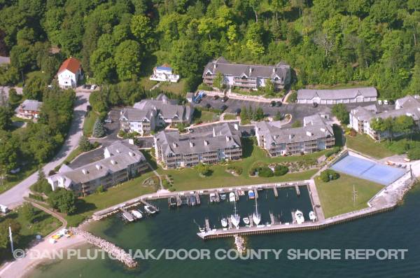 Yacht Club Sister Bay from the air. Commercial, stock and fine-art photography by Dan Plutchak/Door County Shore Report.