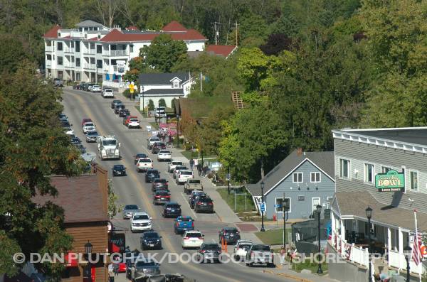 Downtown Sister Bay on a busy summer afternoon. Commercial, stock and fine-art photography by Dan Plutchak/Door County Shore Report.