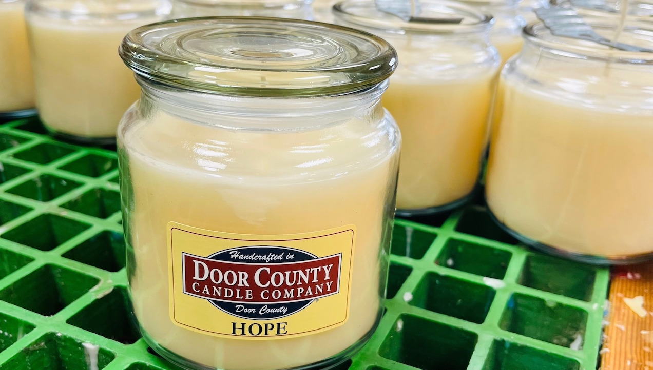 The Door County Candle Company's Hope candle to support relief efforts in the earthquake zones of Turkey and Syria.
